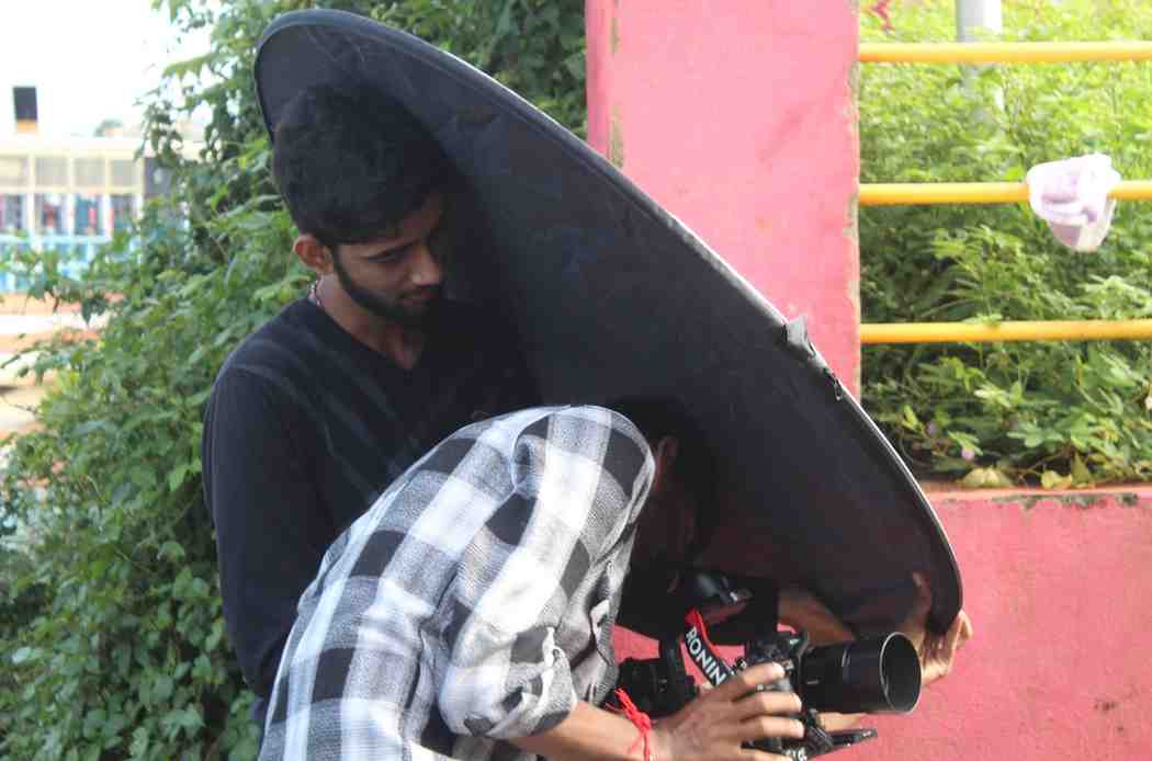 Behind the scenes of a stunt sequence in a film