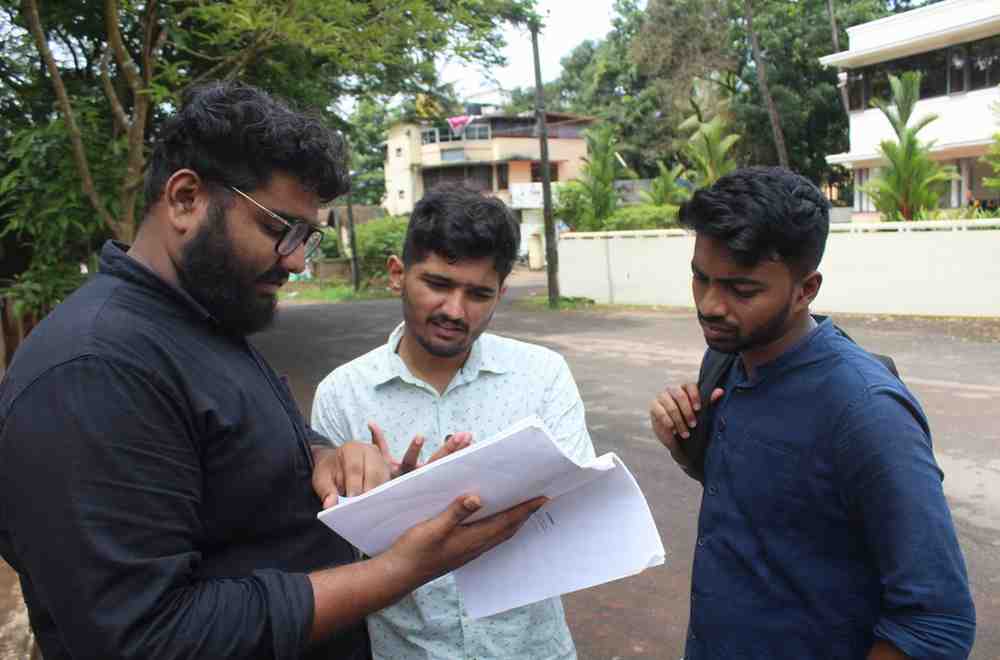 Director and actor discussing a scene on set